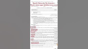 Ranchi University Bsc Semester 1 Physics minor paper Syllabus session2023-2027 #ytshorts #shorts