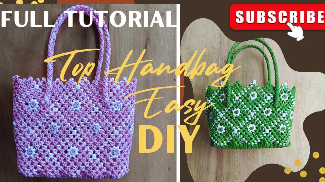 How to make plasticwire basket with floral design/Amla knot basket/diy plasticwire handbag  👜