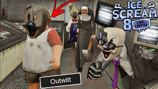 Boris, Rod and enemies attack Charlie on Top floor in Ice Scream 8 Outwitt Gameplay