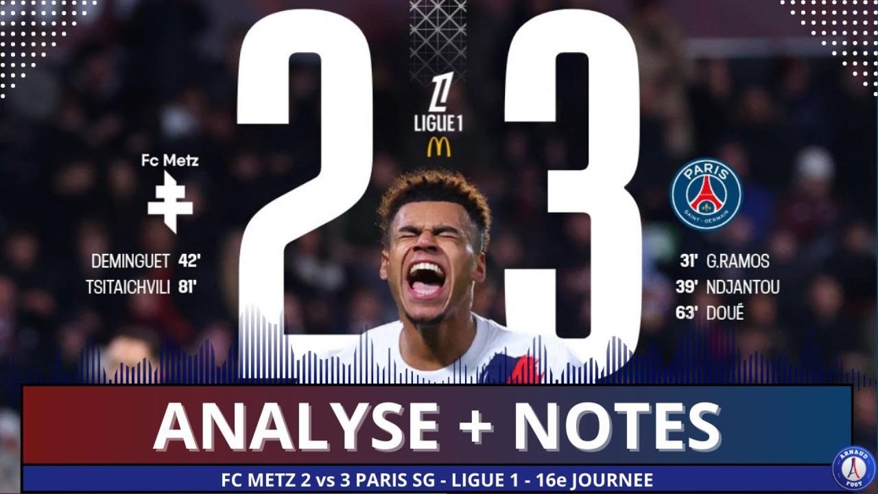 L1 - FC METZ 2 - 3 PARIS SG - Analyse + Notes - TRES BONNE OPERATION
