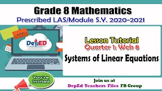 Math 8 - Q1,Week 8: Systems Of Linear Equations