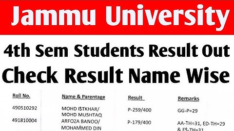 Jammu University 4th sem students result out check result name wise good news