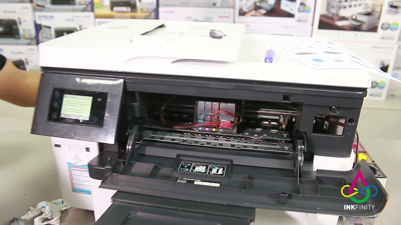 Tutorial como purgar una impresora HP 7740 - Inkfinity - YouTube