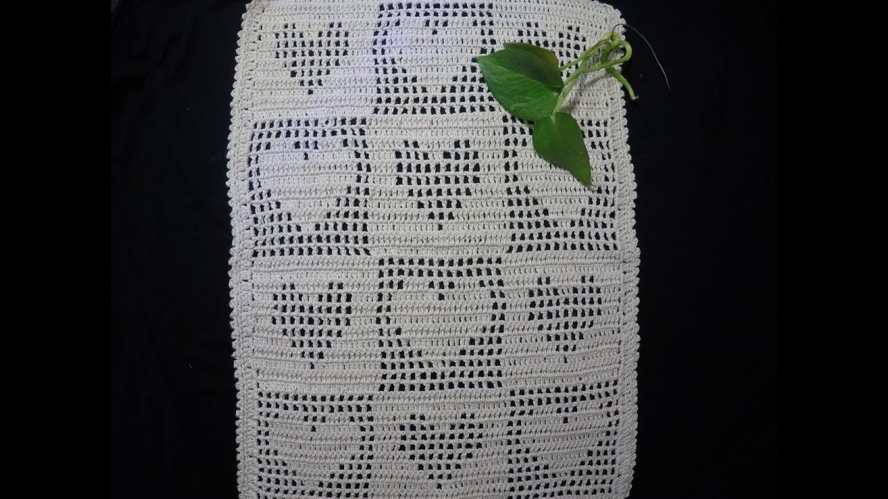 كروشيه  فيليه  مفرش /ستارة/ملابس قلب الجزء 1  crochet filet