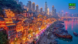 Chongqing Street Life - Walking Crowded Hillside Roads Alleys and Riverfront Views | 4K HDR