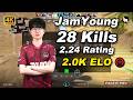 JamYoung 28Kills Rating: 2.24 (Mirage) SoloQ | Jun 2, 2026 #cs2 #TYLOO #JamYoung