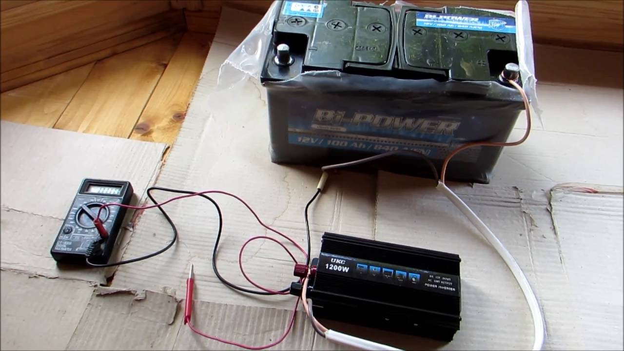 Тест инвертора 12-220 вольт UKC 1200 W. Ток холостого хода