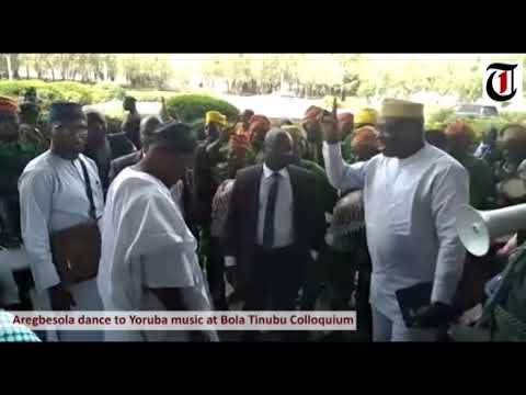 Watch ex-governor Rauf Aregbesola dance to Yoruba music at Bola Tinubu Colloquium newspaper mockup
