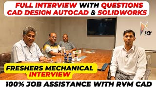 Design Engineer Interview | Autocad & Solidworks at RVM CAD