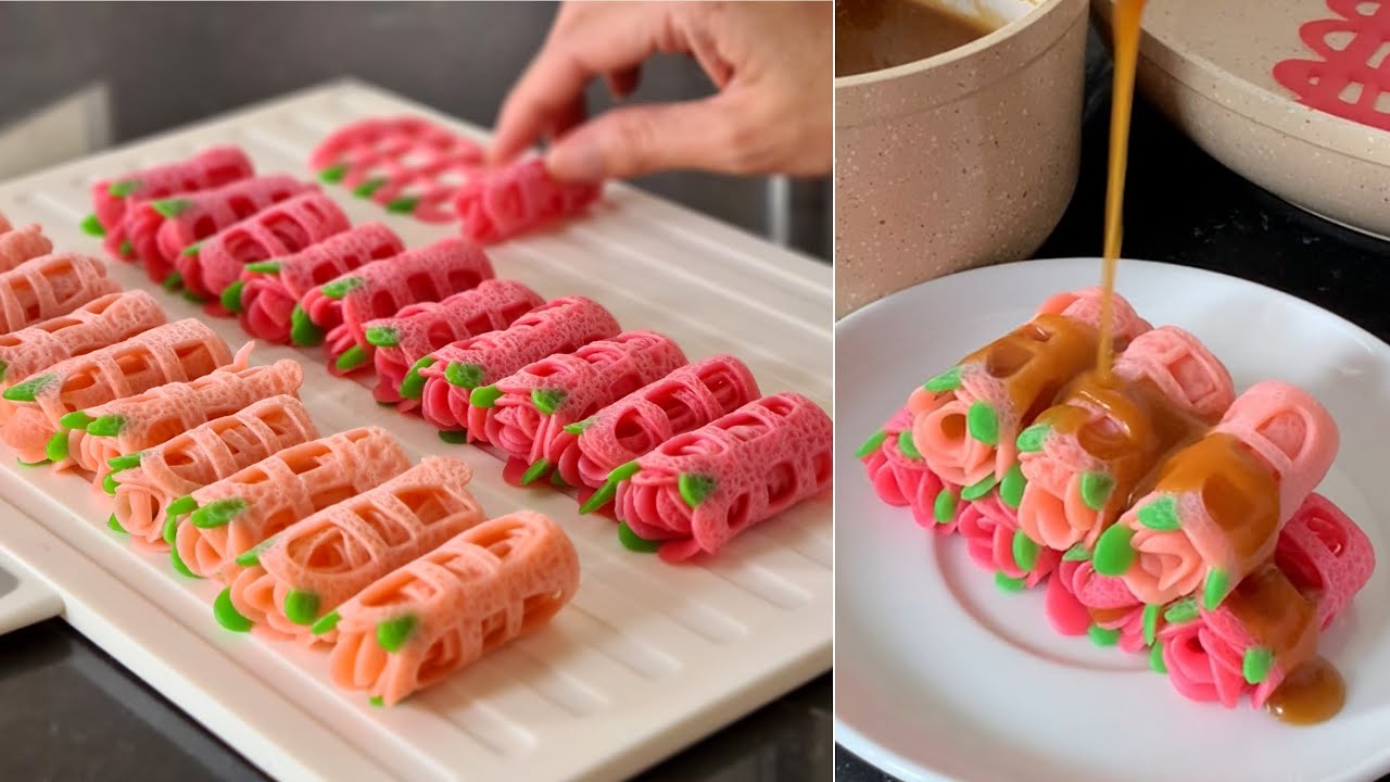 Kamu harus coba! Bahan murah meriah jadinya cantik & mewah, resep roti jala mawar kuah kinca
