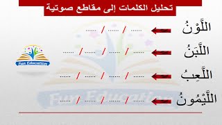 تحليل الكلمات إلى مقاطع صوتية ( اللون / اللبن/ اللعب/ الليمون/ اللمس/ اللسان / اللحوم/ الليالي )