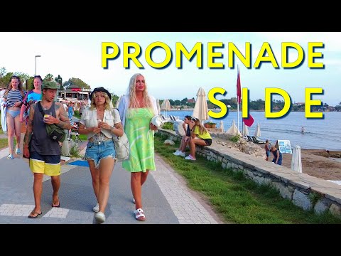 Side sea beach promenade walking . Evening atmosphere #TURKIYE #side #turkey