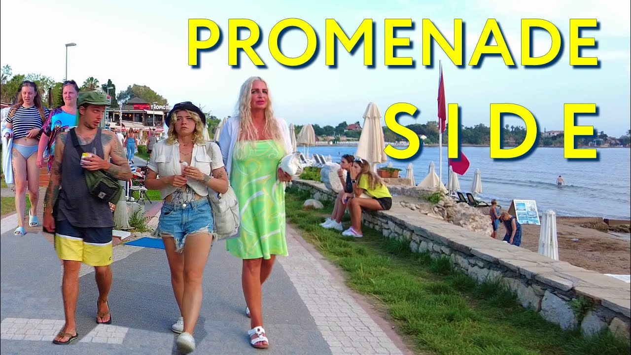 Side sea beach promenade walking . Evening atmosphere #TURKIYE #side #turkey