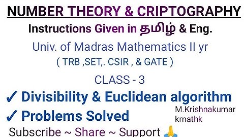Number Theory and Criptography , Euclidean algorithm