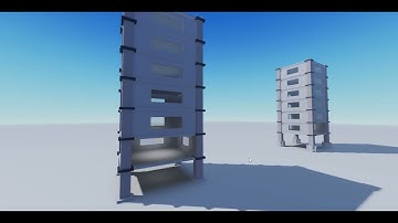 Building with seismic isolator vs Building without seismic isolator.