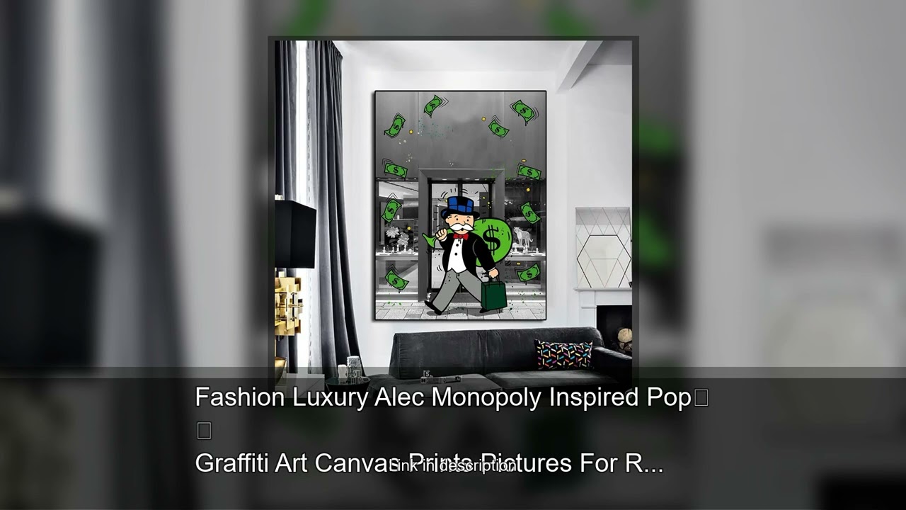 Fashion Luxury Alec Monopoly Inspired Pop Graffiti Art Canvas Prints Pictures For Room Decorati