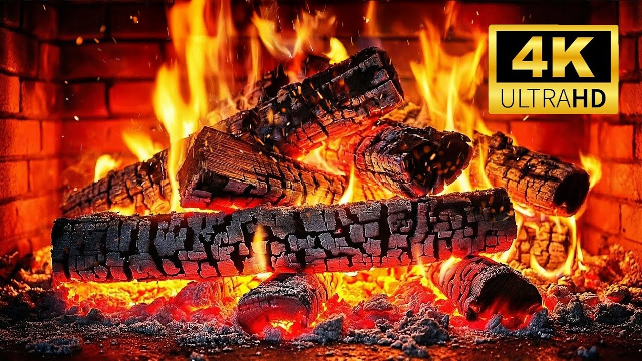 🔥 Christmas Fireplace 4K UHD! Fireplace with Crackling Fire Sounds. Fireplace Ambience
