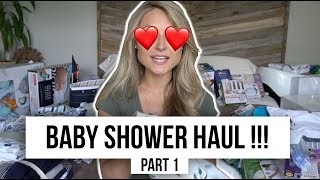 BABY SHOWER HAUL ((PART 1))  SWADDLES - CLOTHING - BLANKETS - SHEETS - CHANGING PAD - BIBS -FOOTWEAR