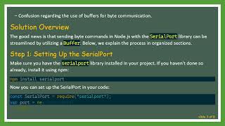 How to Send Bytes with SerialPort in Node.js Profile