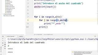 Rectángulo con asteriscos en Python Programación TIC 2 Bachillerato IES Monterroso