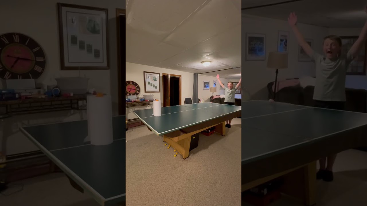 A two bounce paper towel trick shot 