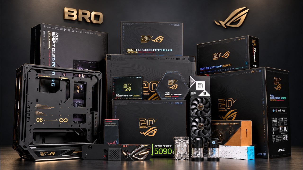 ⁣「BRO」Building a $25,000 ROG EDITION 20 PC! RTX 5090 20th Anniversary Custom Loop #pcbuild