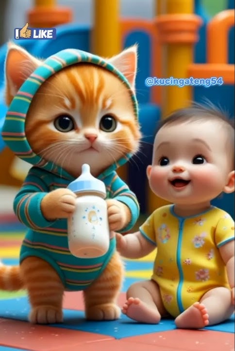 Ning Nang Ning Nang cute cat and baby #cat #cat #cutecat #cute #cutebaby #viralvideo