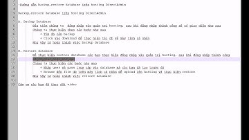 Hướng dẫn restore và backup database trên hosting Direct Admin