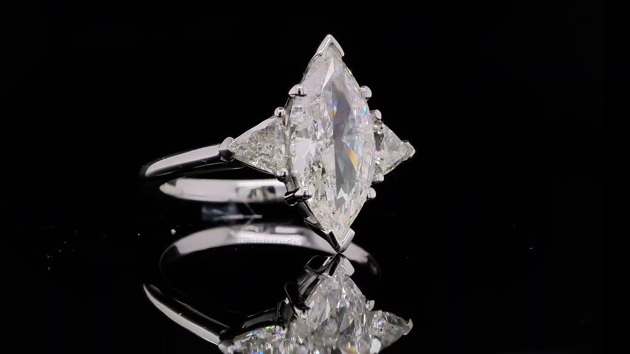 Three Stones Marquise Cut Diamond Engagement Ring - Orogem Jewelers