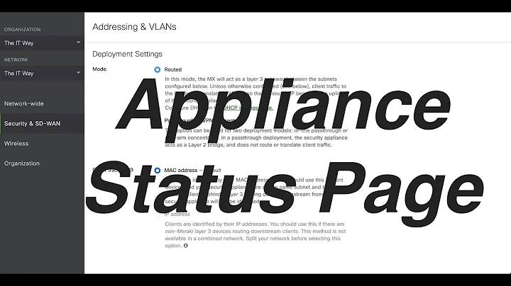 Overview of the Appliance status page for Meraki Security Appliance MX on the Meraki Dashboard