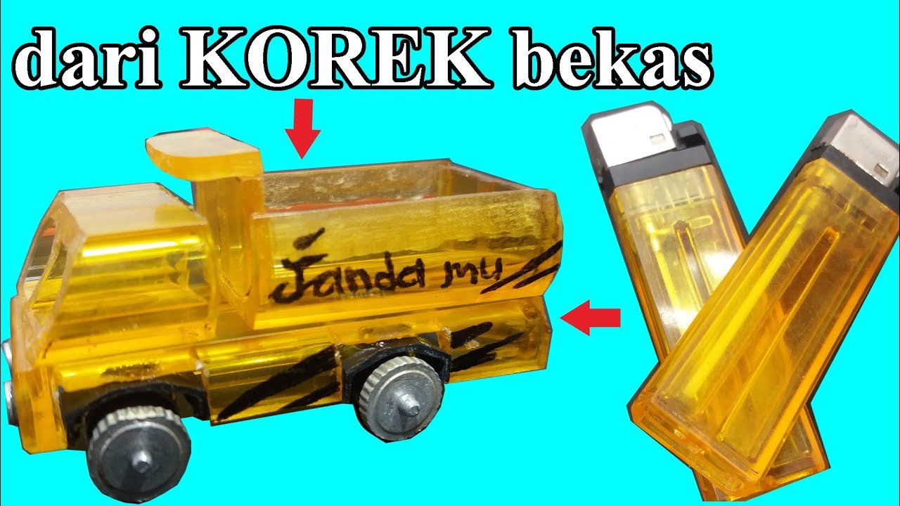 cara membuat miniatur  truk  canter  dari  korek gas bekas 