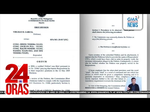 Petisyong ipa-disqualify ang mga Tulfo, ibinasura ng Comelec 1st Division | 24 Oras
