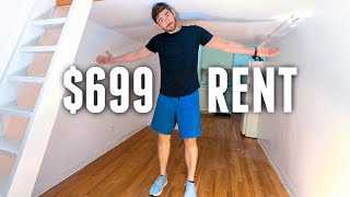 Living Cheap  Tiny NYC Apartment Tour ($699/month) Micro Studio