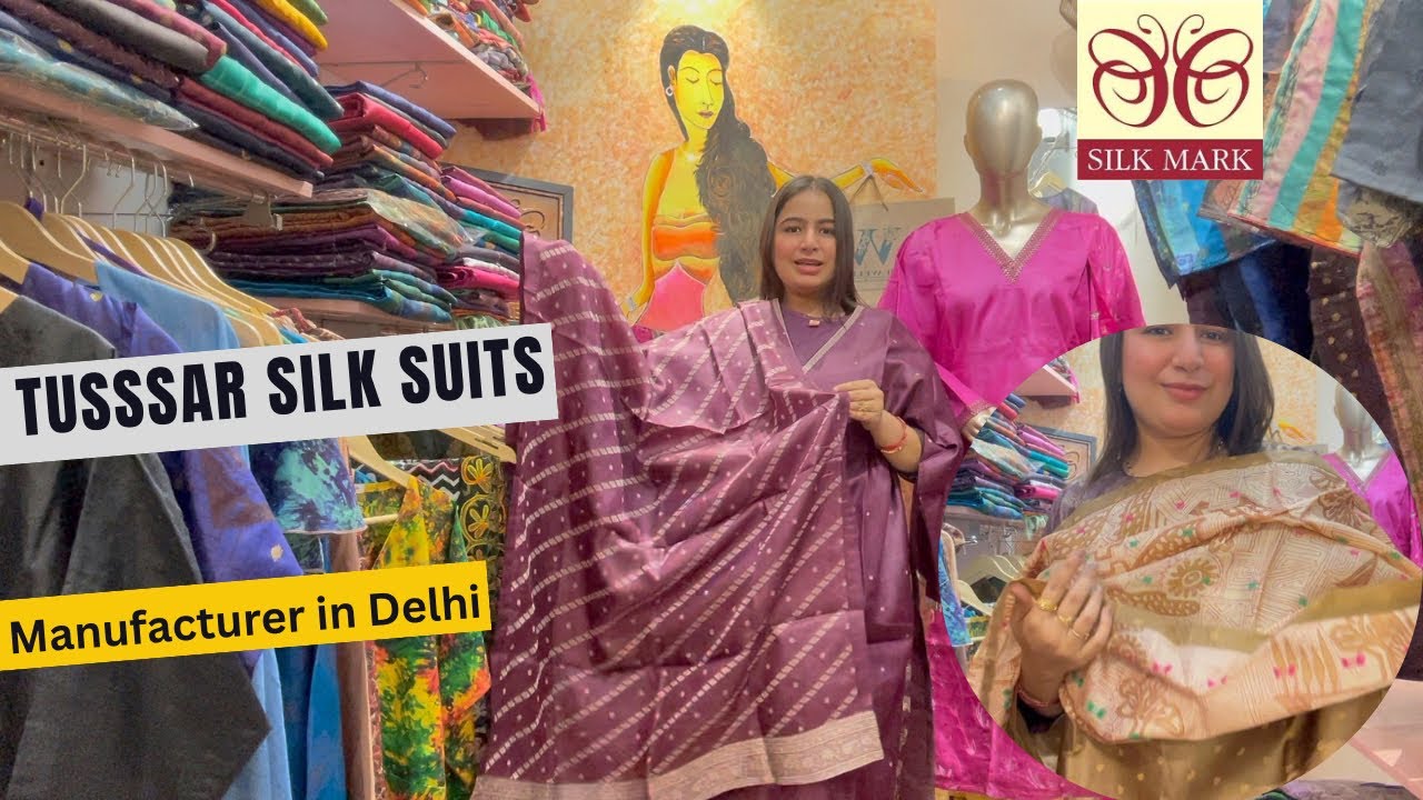 Pure Tussar silk Suits Kurti Dupatta Semistich set - Silk Collections -Ethnic Pure silk set