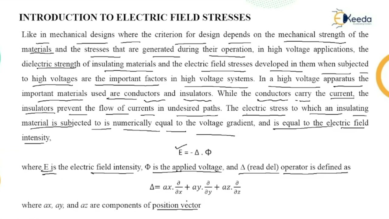 Introduction to HVE, Electric Stress Control and Estimation - High Voltage Engineering