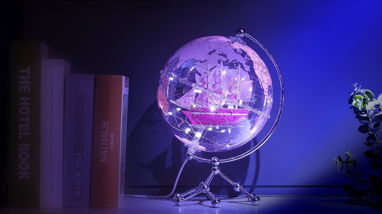 Home Decoration Illuminated World Globe with String Light and Sailing Ship Gifts home decoration