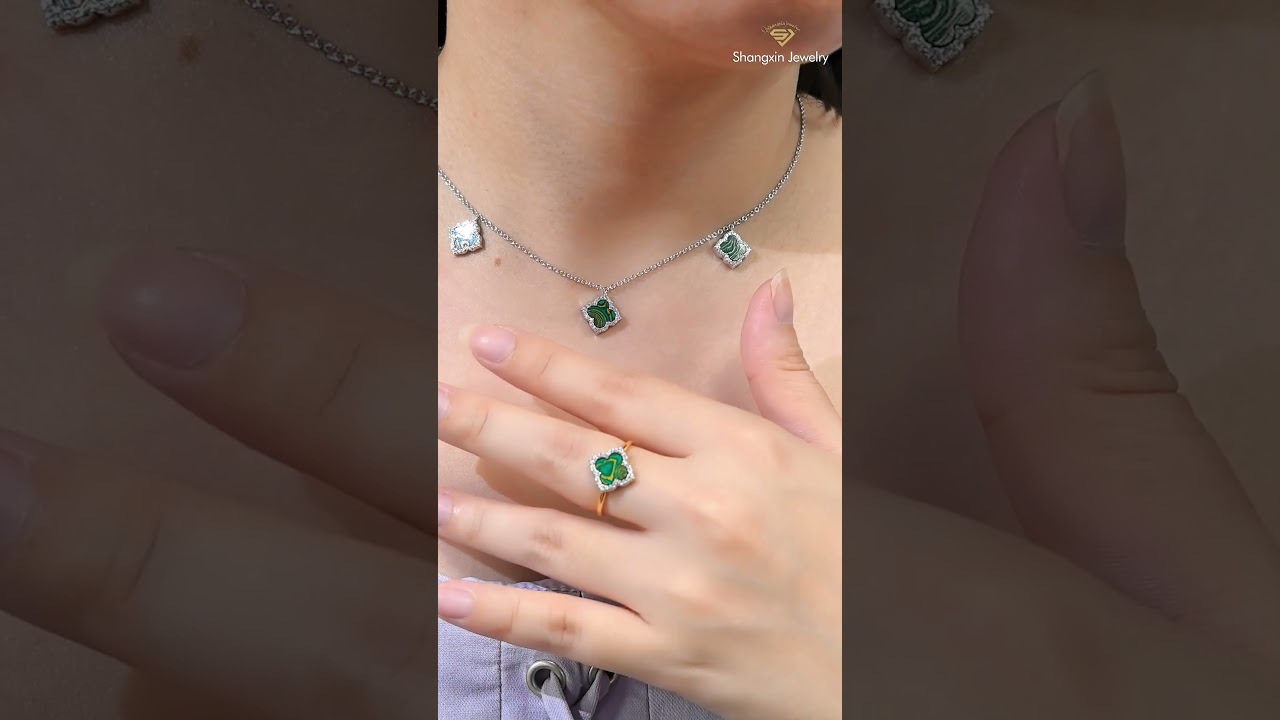 Original Lacquerware Environmental Friendly Green Marbled Natural Art Xipi Lacquer Ring 