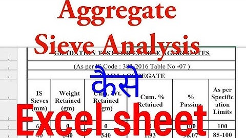 Gradation test For Coarse Aggregate on Excel sheet as per IS CODE 383:2016 || Gradation tests |