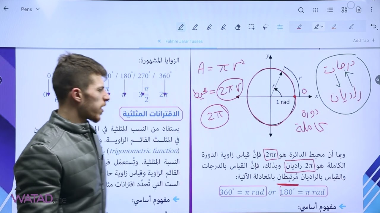 الاقترانات المثلثية بالتفصيل  (جزء 1) - تأسيس رياضيات علمي وصناعي 2006-أ.فخري جرار