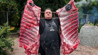 Meat Feast! Huge Beef Ribs Baked In A Barbecue! Incredibly Delicious