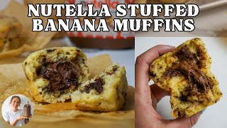 Bake with Me ♡ Nutella-Stuffed Banana Muffins!