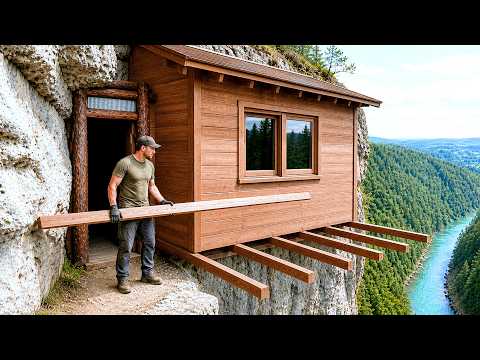 Man Builds a Secret Home Inside a Massive Cliff | Start to Finish by @luxonbushcraft