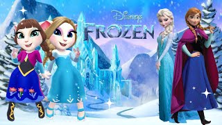 Talking Angela as Elsa & Anna ❄️✨ Frozen Sisters Glow-Up!