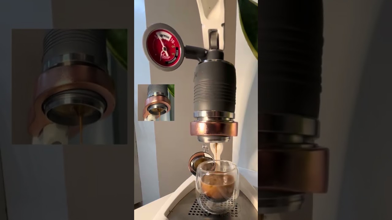 Evening decaf shot using manual espresso machine flair 