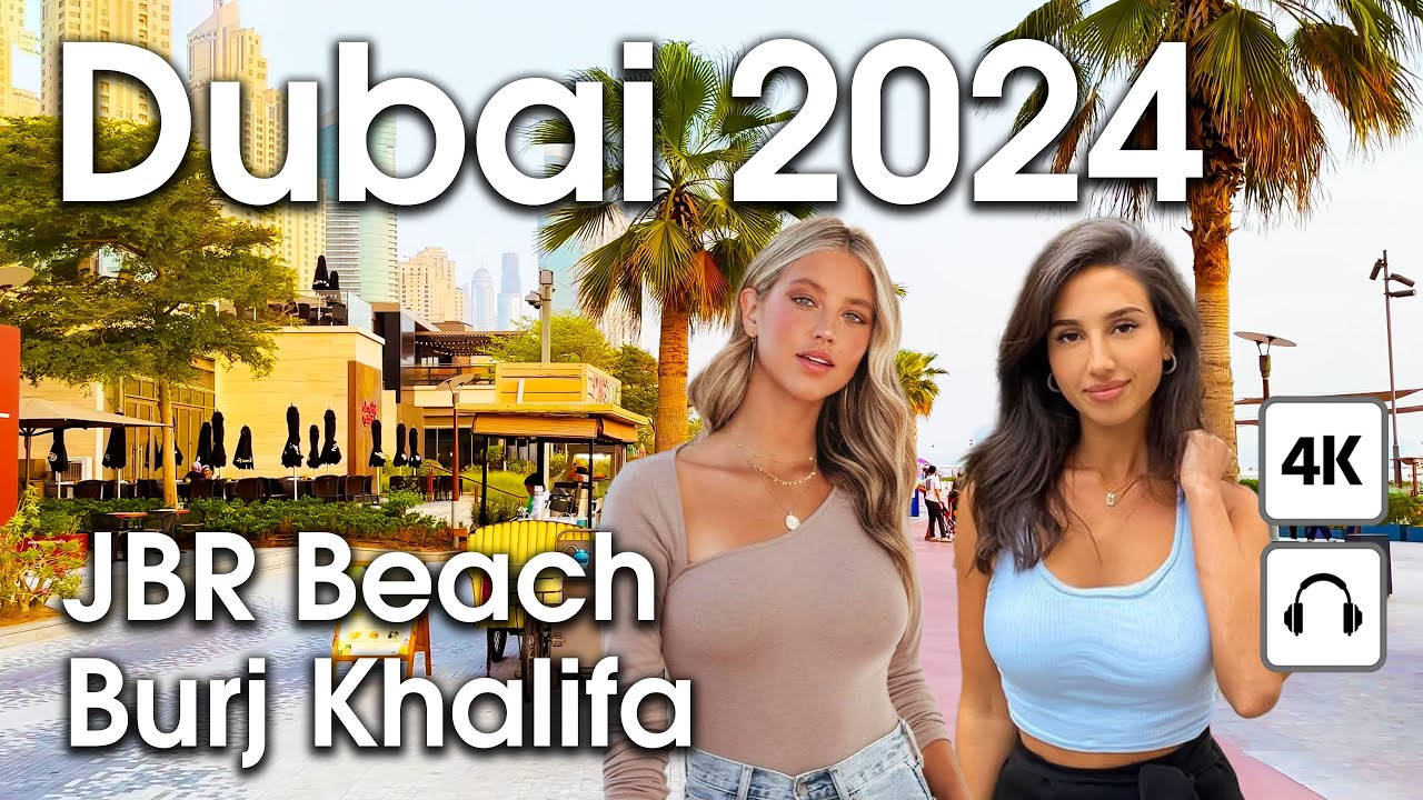 Dubai 🇦🇪 Burj Khalifa, JBR Beach [ 4K ] Sunset Walking Tour Сompilation