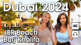 Dubai 🇦🇪 Burj Khalifa, JBR Beach [ 4K ] Sunset Walking Tour Complication