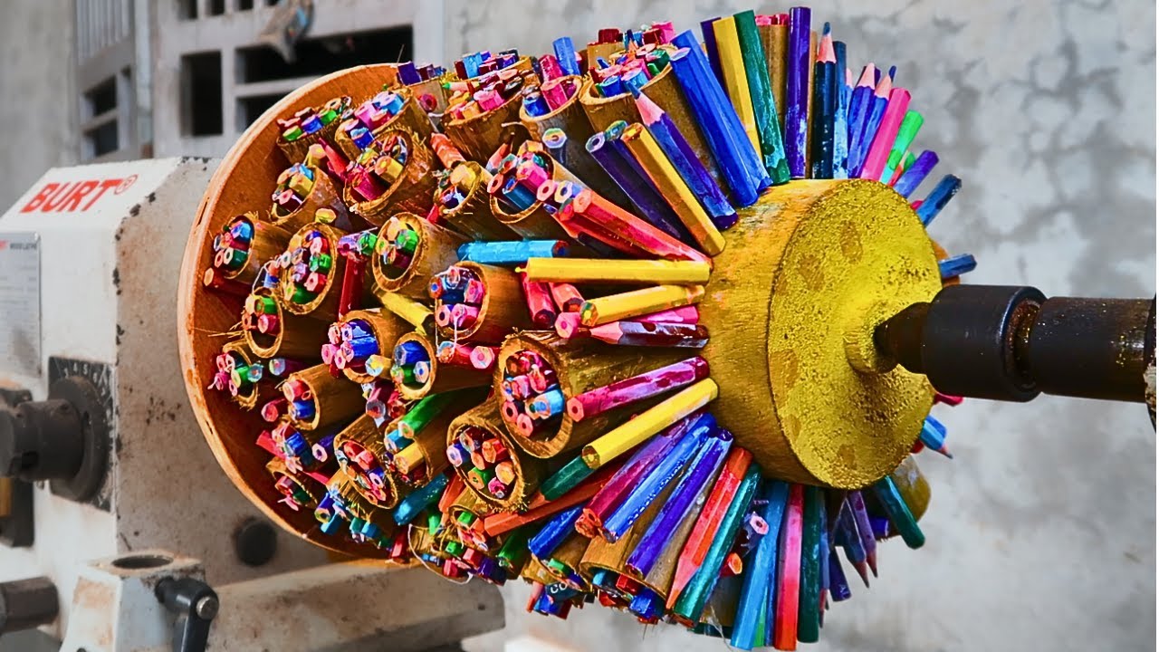 Woodturning Crazy - Perfect design combining wood and colored pencils,