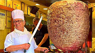 81-year-old GRANDPA prepares 250 kg of SHAWARMA | Istanbul EXTREME Street FOOD Tours