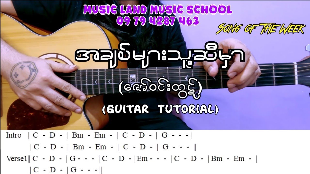 အချစ်များသူ့ဆီမှာ - ဇော်ဝင်းထွဋ် (Guitar Tutorial with Screen Chord)