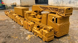 Finding & Cleaning Toy Cars, Cement Mixer Truck, Container Truck, Ambulance, Tayo, Excavator, Truck